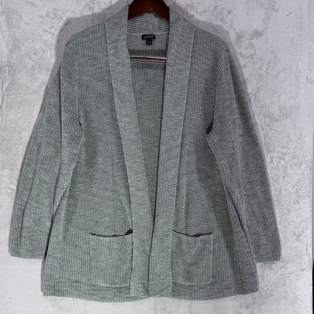 J. Jill Wearever Heathered Green Open Front Cardigan With Front Pockets Size XL